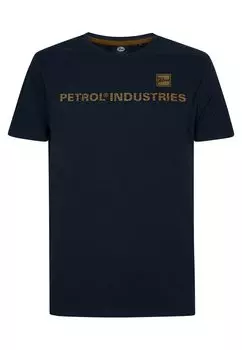 Футболка с принтом Mit Rundhalsausschnitt Und Label Print Petrol Industries, синий