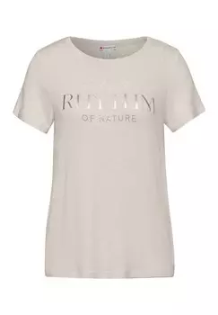 Футболка с принтом MIT SCHRIFTZUG Street One, цвет Mottled Beige