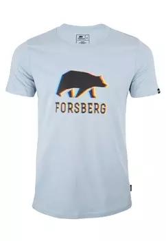 Футболка с принтом MIT SCHWARZEM ANAGLYPH-LOGO FORSBERG, светло-голубой