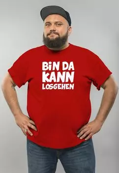 Футболка с принтом MIT SPRUCH BIN DA KANN LOSGEHEN FUN MOONWOR MoonWorks, красный