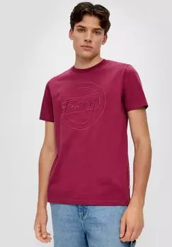 Футболка с принтом MIT STICKEREI QS, цвет himbeere