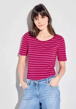 Футболка с принтом MIT STREIFEN Cecil, цвет pink