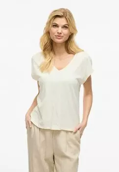 Футболка с принтом MIT V-AUSSCHNITT FLGELRMEL VILA, белый