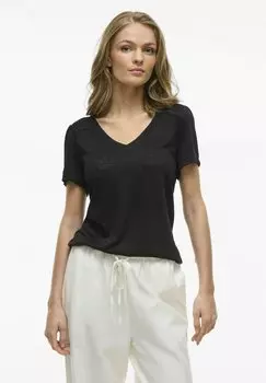 Футболка с принтом MIT V-AUSSCHNITT KURZRMELIGES VILA, антрацит