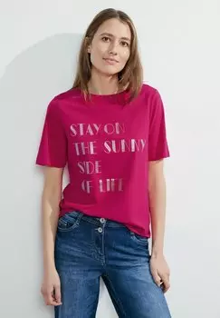 Футболка с принтом MIT WORDING PRINT Cecil, цвет pink