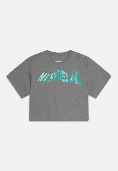 Футболка с принтом MM6 Maison Margiela, цвет grey melange/bright marine