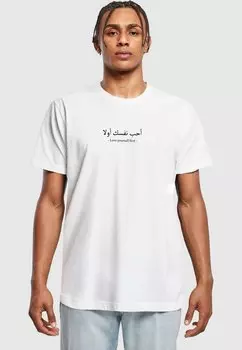 Футболка с принтом MNNER LOVE YOURSELF FIRST Merchcode, цвет white