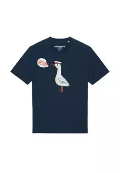 Футболка с принтом MOIN SEAGULL watapparel, темно-синий