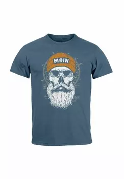 Футболка с принтом MOIN SKULL WINDROSE KOMPASS TOTENKOPF FRONT FASHION STREETSTYLE Neverless, синий