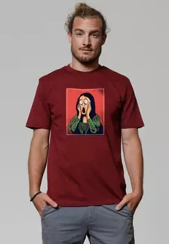 Футболка с принтом MONA LISA SCREAM watapparel, темно-красный