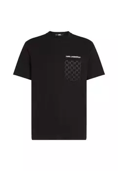 Футболка с принтом MONOGRAM DEGRADE POCKET KARL LAGERFELD, черный