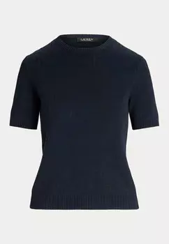 Футболка с принтом MONOGRAM JACQUARD SHORT SLEEVE JUMPER Lauren Ralph Lauren, синий