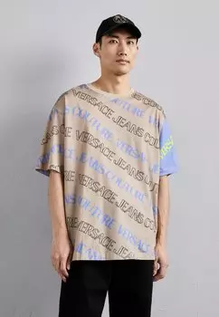 Футболка с принтом MONOGRAM Versace Jeans Couture, бежевый