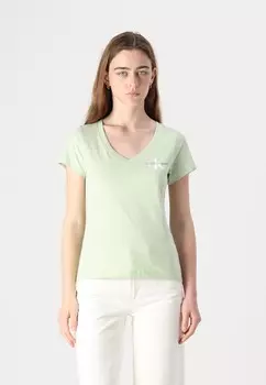 Футболка с принтом MONOLOGO V NECK TEE Calvin Klein Jeans, зеленый