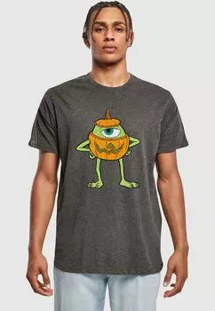 Футболка с принтом MONSTERS INC MIKE HALLOWEEN PUMPKIN ABSOLUTE CULT, темно-серый