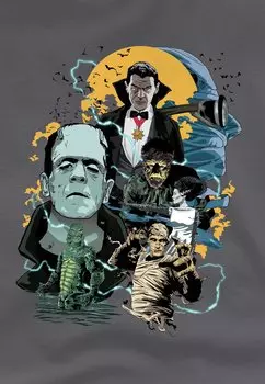 Футболка с принтом MONSTERS MASH REGULAR FIT SHORT SLEEVE Universal Studios, антрацит