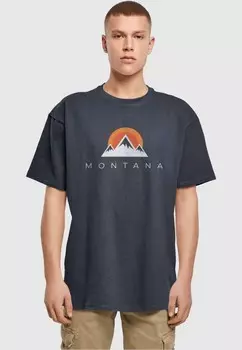 Футболка с принтом MONTANA X HEAVY OVERSIZE Merchcode, синий