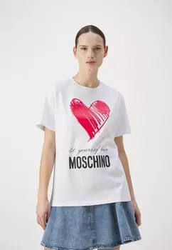 Футболка с принтом MOSCHINO, цвет fantasy white