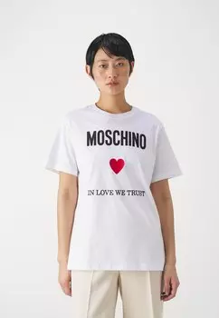 Футболка с принтом MOSCHINO, фантазийно-белая