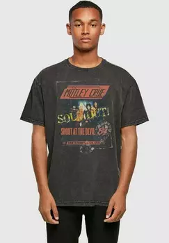 Футболка с принтом MOTLEY CRUE SATD TOUR ACID WASHED HEAVY OVERSIZE TEE Merchcode, черный
