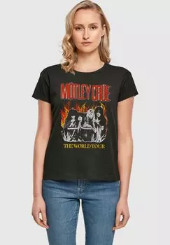 Футболка с принтом MOTLEY CRUE-VINTAGE WORLD TOUR FLAMES BOX Merchcode, черный