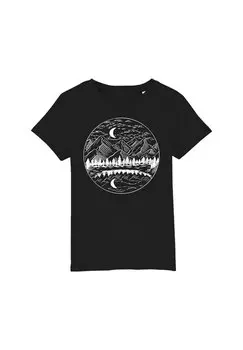 Футболка с принтом MOUNTAINS BY NIGHT Watapparel, цвет black