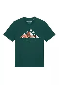 Футболка с принтом MOUNTAINS MOON watapparel, темно-зеленый