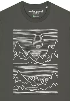 Футболка с принтом MOUNTAINS watapparel, хаки