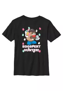 Футболка с принтом MR. POTATO HEAD EGGSPERT HUNTER Henry Tiger, черный