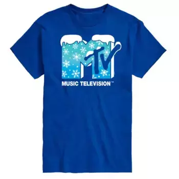 Футболка с принтом MTV в снежинках для больших размеров Licensed Character, синий
