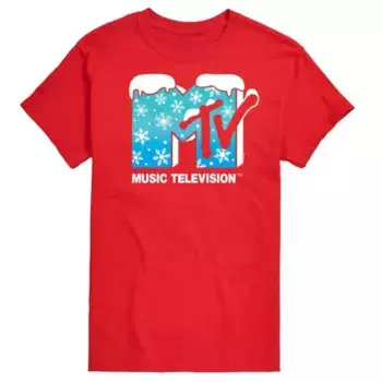 Футболка с принтом MTV в снежинках для больших размеров Licensed Character, красный