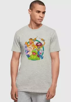 Футболка с принтом MUPPETS GROUP CIRCLE ABSOLUTE CULT, цвет heather grey
