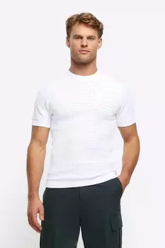Футболка с принтом Muscle Fit River Island, белый