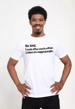 Футболка с принтом MUSIC LISTEN TO RAGGA JUNGLE Henry Tiger, белый