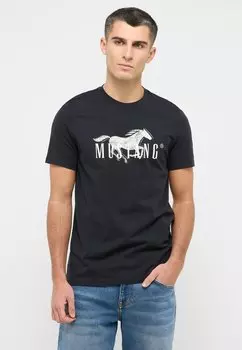 Футболка с принтом Mustang, черный