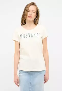 Футболка с принтом Mustang, кремовый