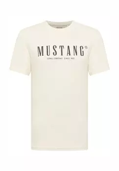 Футболка с принтом Mustang, молочный