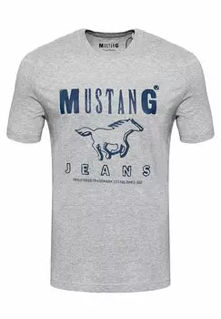 Футболка с принтом Mustang, серый