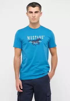 Футболка с принтом Mustang, синий
