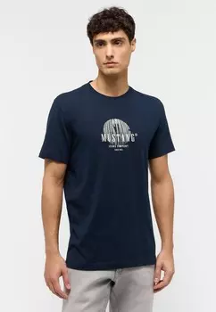 Футболка с принтом Mustang, синий