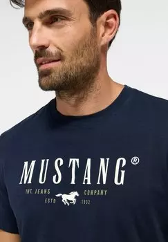 Футболка с принтом Mustang, синий