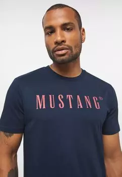Футболка с принтом Mustang, синий
