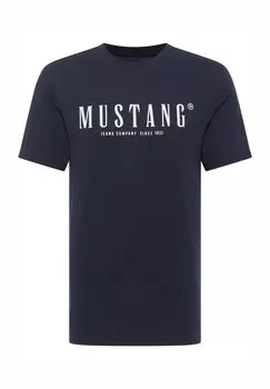 Футболка с принтом Mustang, синий