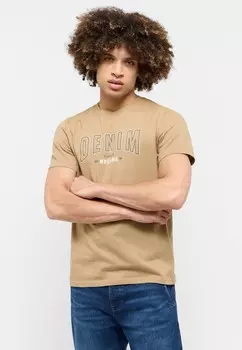 Футболка с принтом Mustang, светло-коричневый