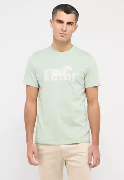 Футболка с принтом Mustang, светло-зеленый
