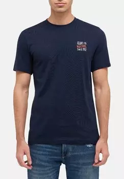 Футболка с принтом Mustang, темно-синий