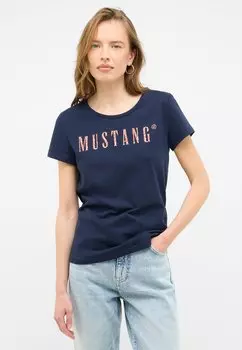 Футболка с принтом Mustang, темно-синий