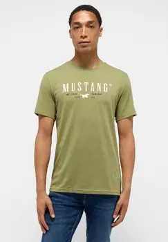 Футболка с принтом Mustang, зеленый