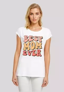 Футболка с принтом MUTTERTAG BEST MOM EVER RETRO BLUMENMUSTER F4NT4STIC, белый