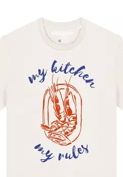 Футболка с принтом MY KITCHEN MY RULES watapparel, белый